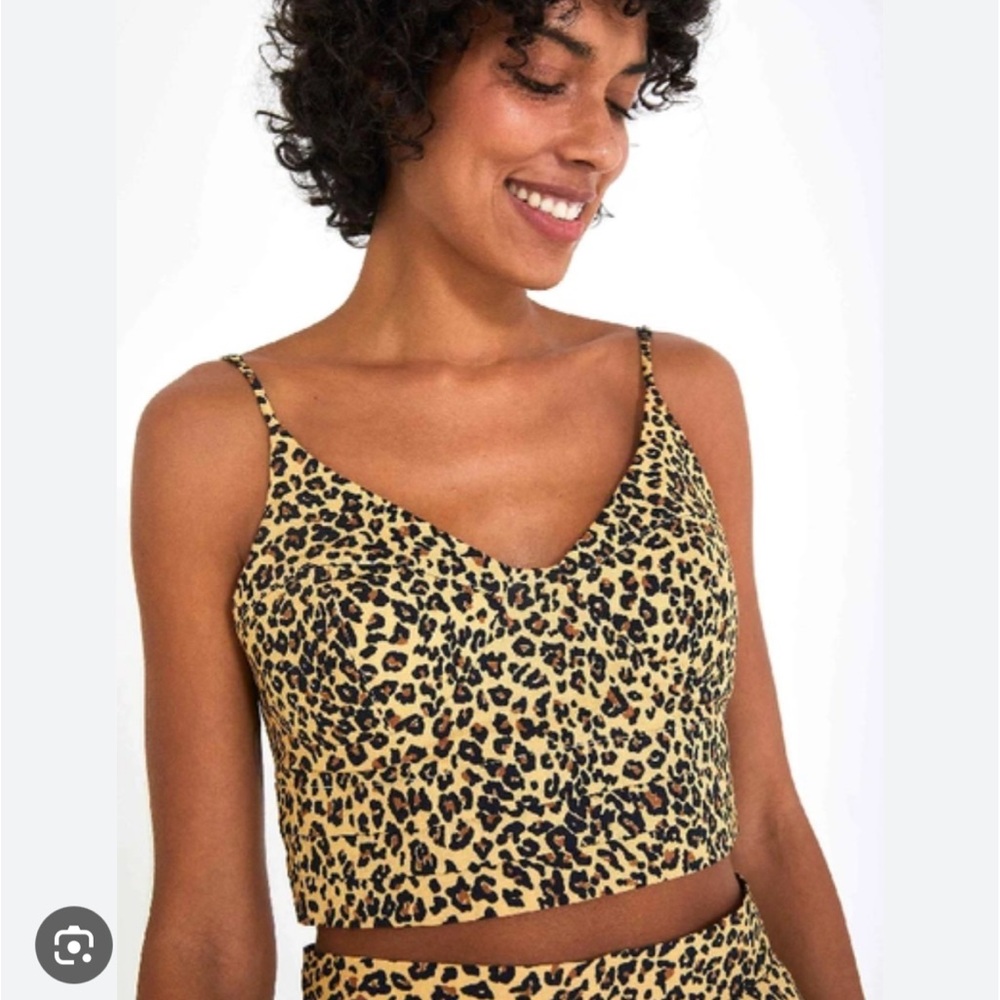 Farm Rio bustier crop top cheetah print